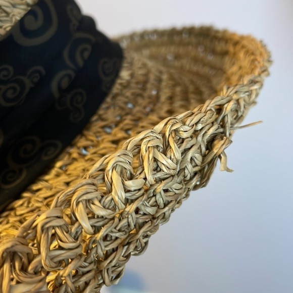 Walt Disney World Straw Hat Adult size with Mickey Head fabric band around hat - Picture 12 of 15